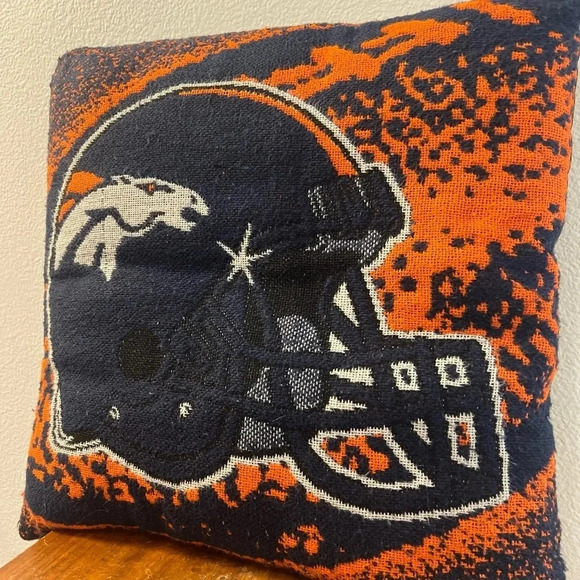 NFL Denver Broncos Logo No Name Jacquard Pillow 18"x18” by Northwest Co. Vintage - Picture 4 of 9